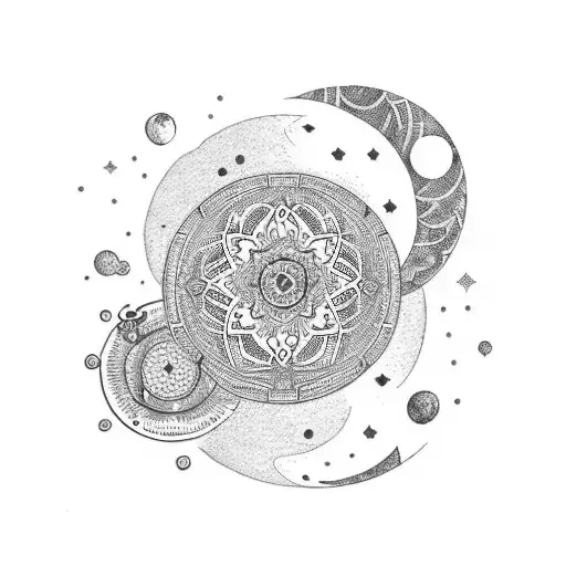 Sleeping Moon With A Mandala Pattern On Its Surface