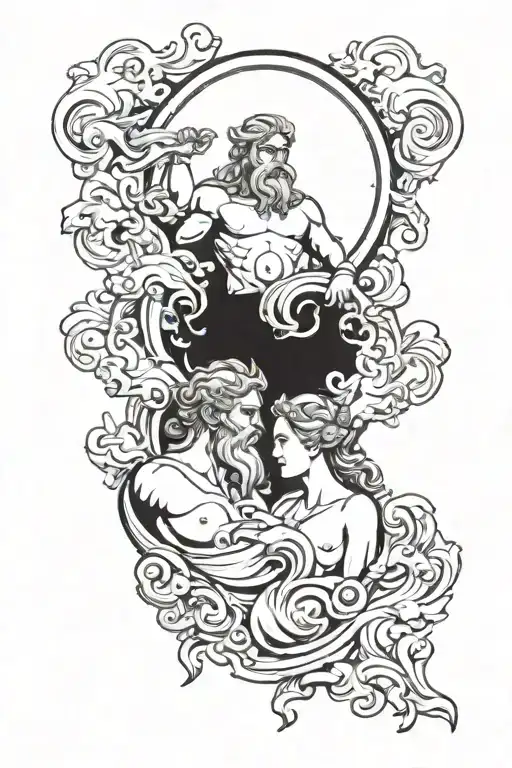 Zeus And Athena Surrounded By Smoke Rising