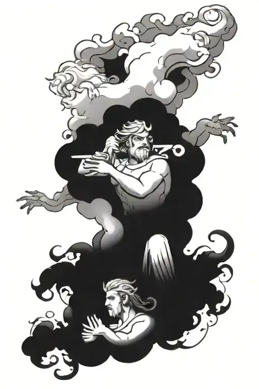 Zeus And Athena Surrounded By Smoke Rising