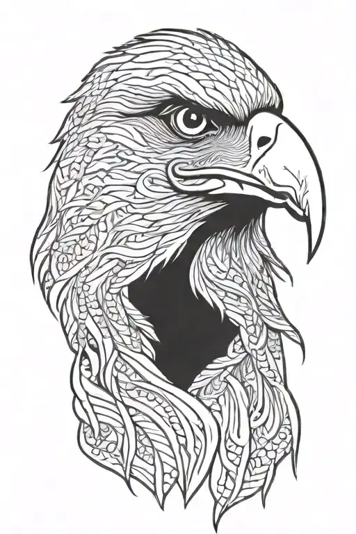 Eagle With A Woman Face Made Entirely Of Black