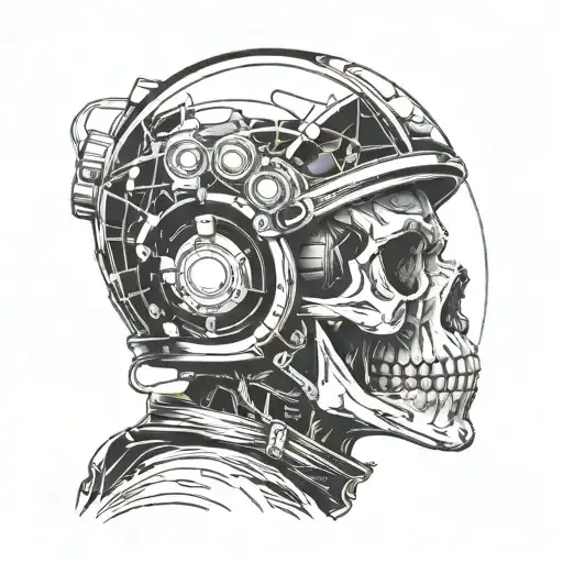 Skull Portrait In A Space Helmet With Broken Glass