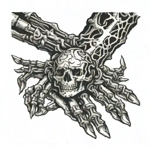 Skeleton Hand Tattoo Into Sleeve