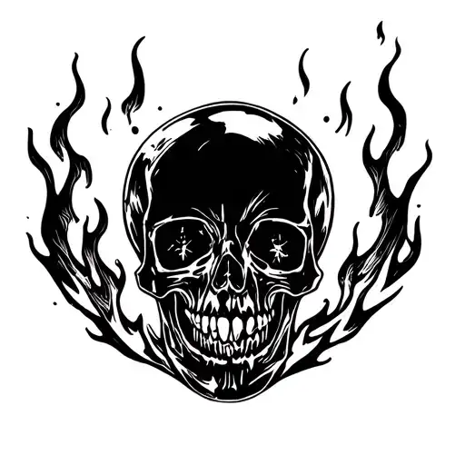 Dark Skull Engulfed In Flames