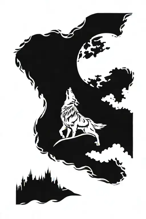 Lone Wolf Howling At The Moon