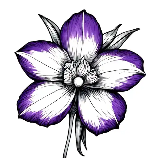 Fine Line Cross Formed Out Of A Violet And Narcissus