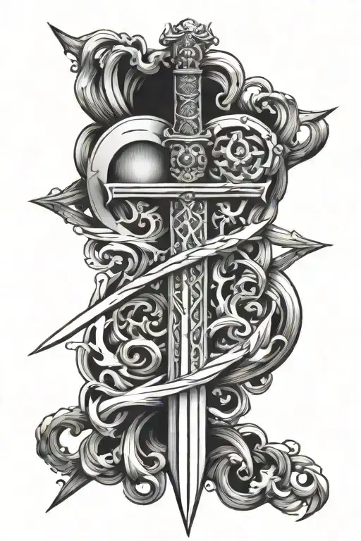 Conflict Between Mind And Heart Shaped Like A Sword