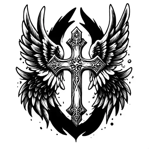 Small Cross And Wings