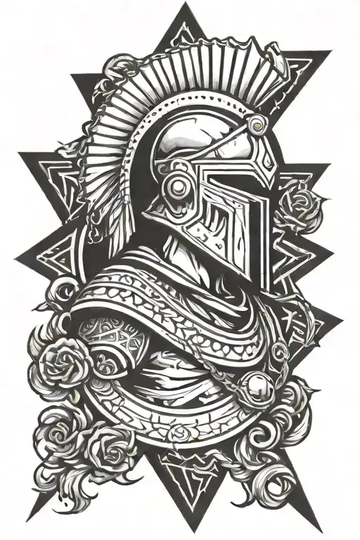 Spartan With Triangle Shape Surrounded