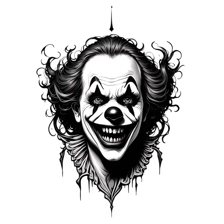 Blackwork Scary Clown Back