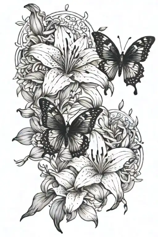 Lilies And Butterflies