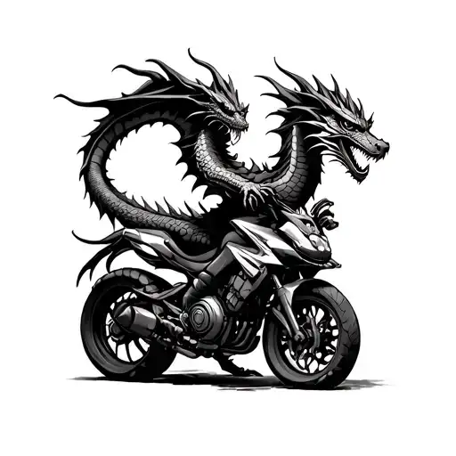Dragon Riding A Moterbike