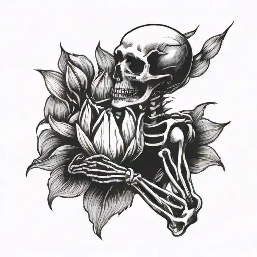 Skeleton Holding A Tulip