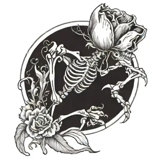 Skeleton Holding A Tulip In Hand