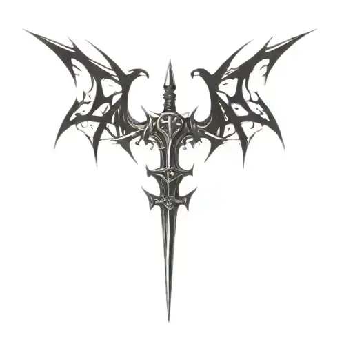 The Logo Of A Black Metal Band And A Medieval Sword Between A Sharp Heart Shape