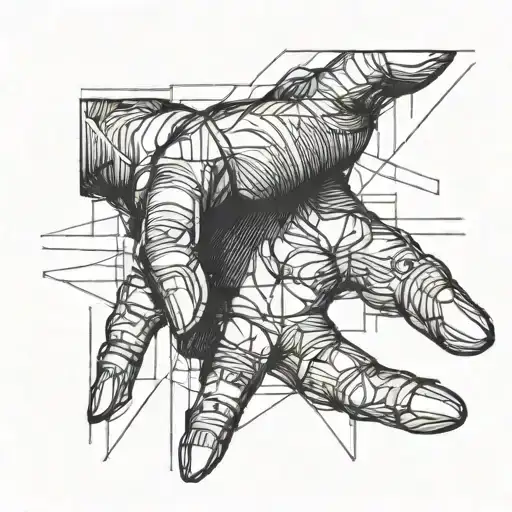 Black Lines From The Wrist To The Hand With Fingers