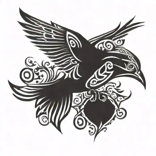 Tribal Design Bird Flying