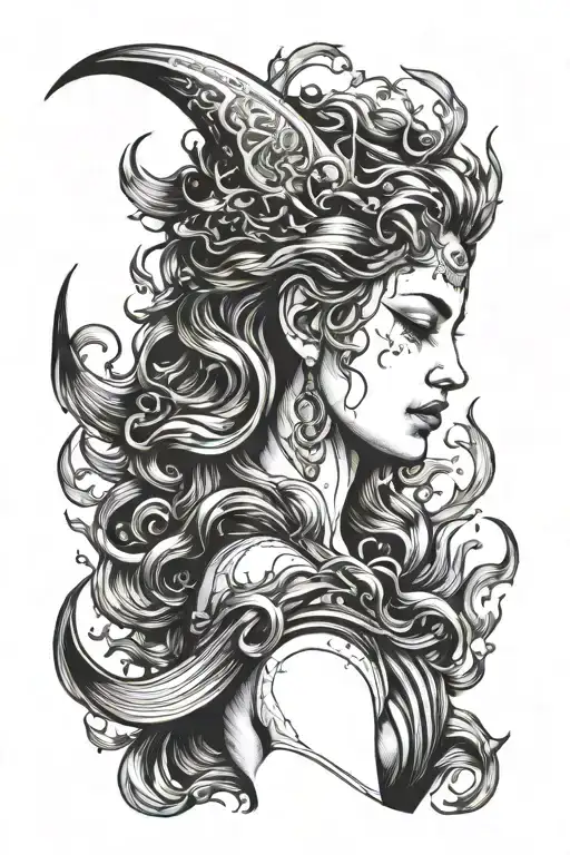 Female Neptune Crying Red Blood