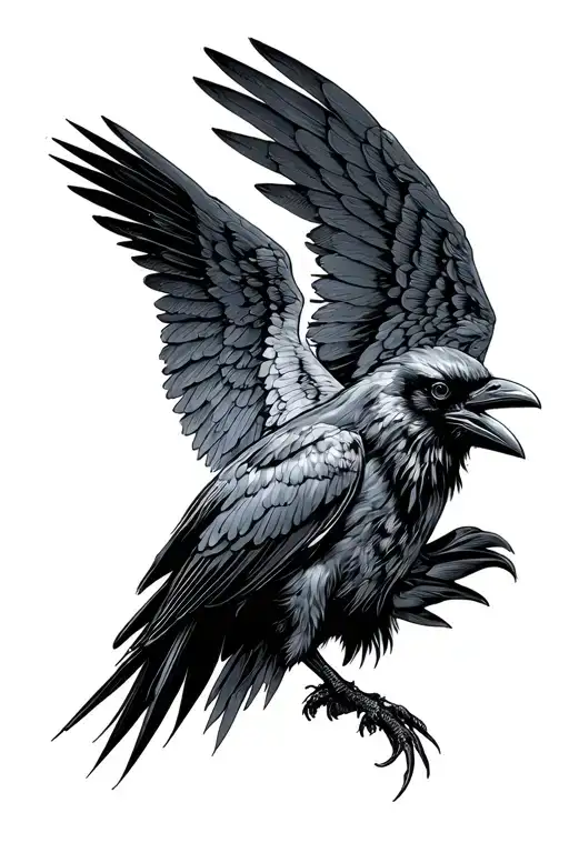 Raven With Wings Spread
