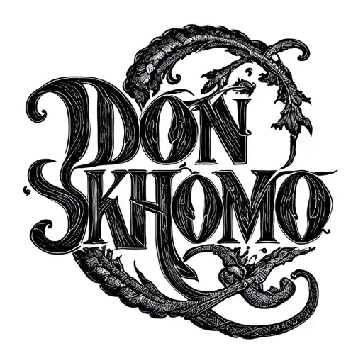 The Words 'Don Skhomo' Curved And In Garamond Font