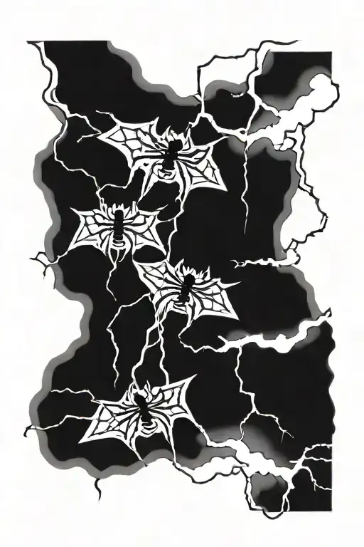 Lightning With Spiders Hanging