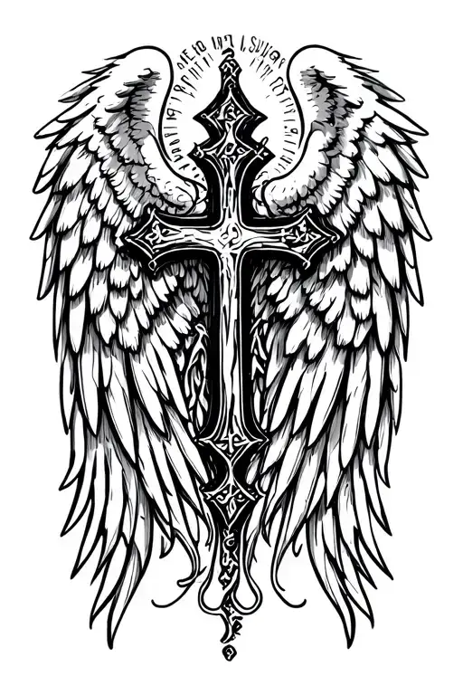 Cross And Angel Wings