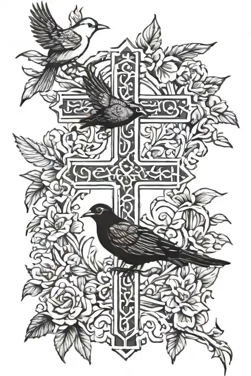 Cross With Birds