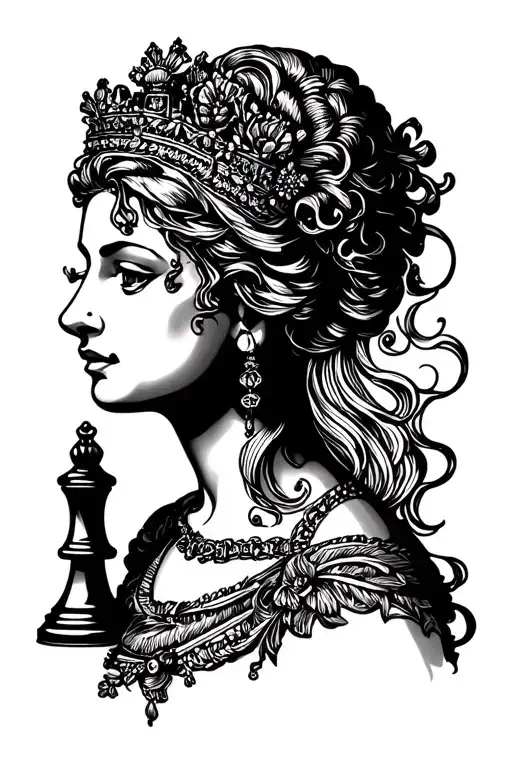 Queen Chess Piece With Woman Shadow