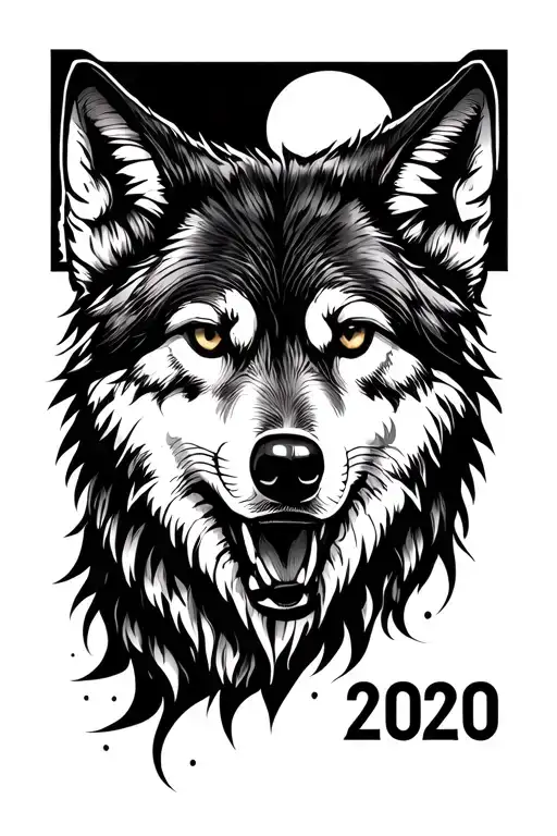 Wolf Before An Arm Containing The Date 2020