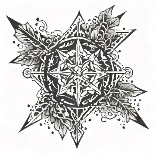 Arrow Design With Fireballs And Snowflakes