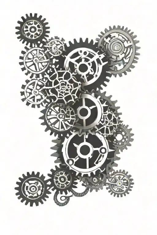 Mechanical Gears Intertwined Hearts