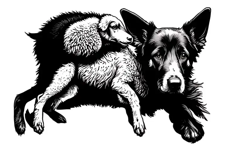 German Shepherd Carrying A Lamb