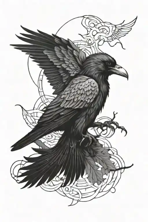 Black Raven Lines From Norse Mythology Odin Symbolism