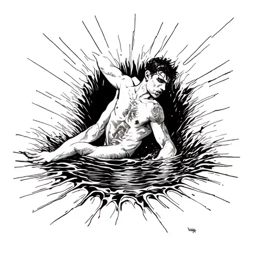 A Man Sinking In To An Illusion Hole