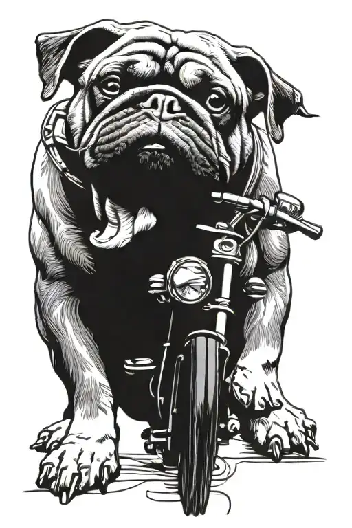 Bulldog With A Motorcycle
