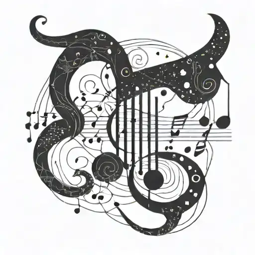 A Stylized Taurus Constellation Combined With Musical Notes