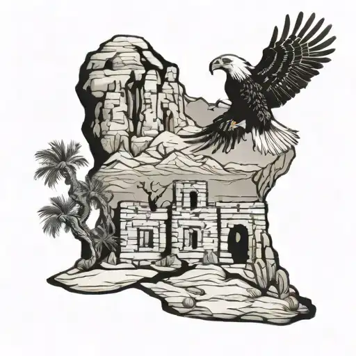 Desert Ruins With Eagle