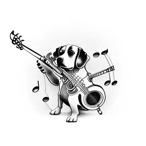 A Dog Playing Various Musical Instruments