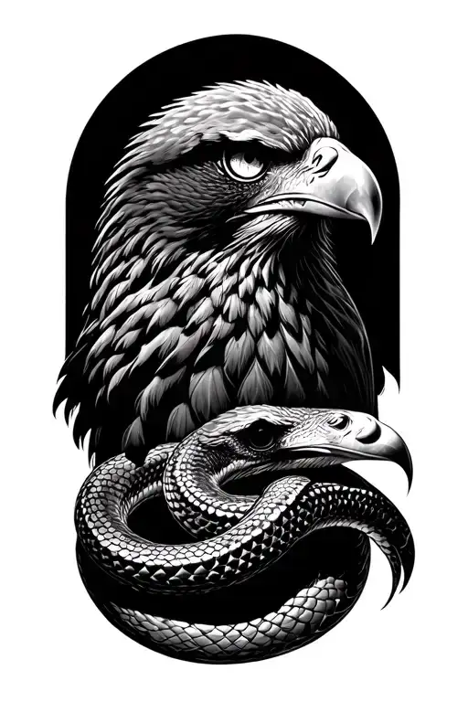 Eagle Eyes Along With A Snake