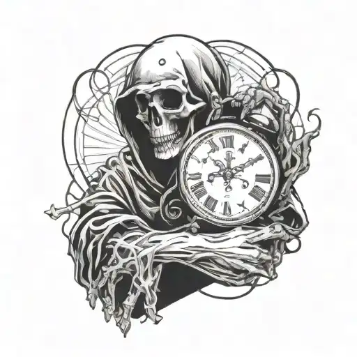 Death With A Watch In His Hands And Holds It In His Hands