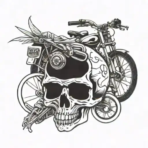 Skull And Bike Travel Themed