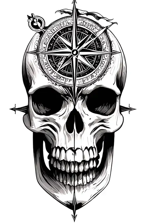 Scull And Viking Compass