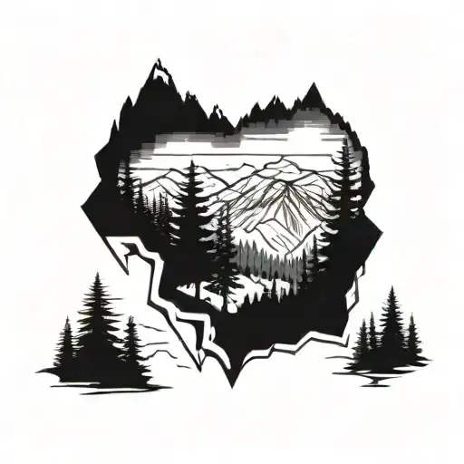 Mountains And Forest Scene