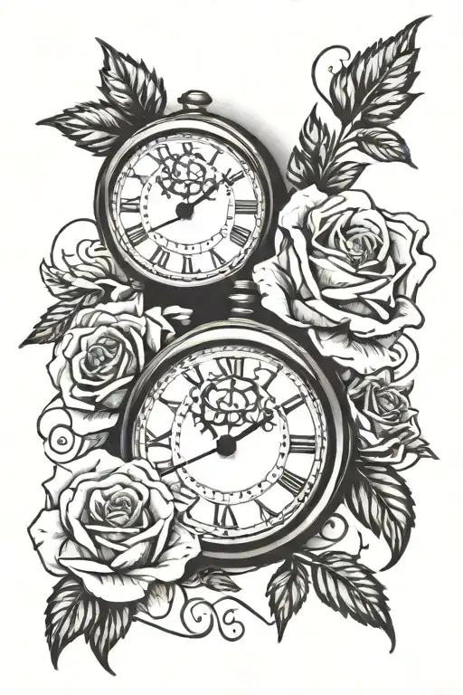 Clock Roses Intertwined