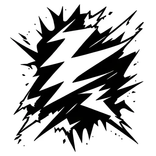 A Blacked Out Shoulder With Lightning Bolts Coming Out