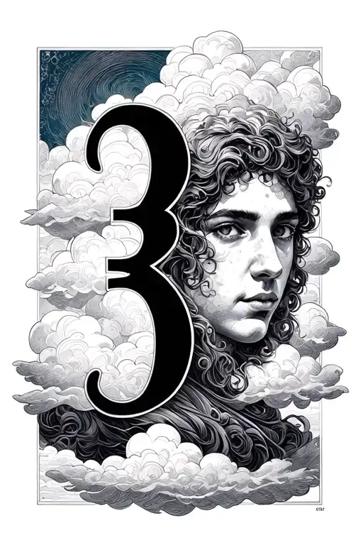 The Number's 3 And 6 With A Face Of My Friend Sorounded By Clouds