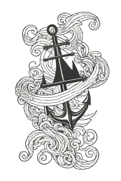 Anchor With Waves Ocean Theme Arm Sleeve