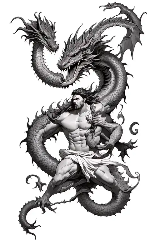 Hercules Fighting Hydra Dragon