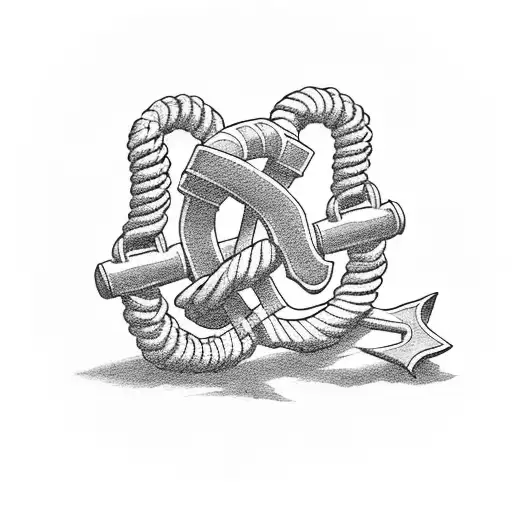 An Anchor Holding A Dumbbell With Rope Doodle