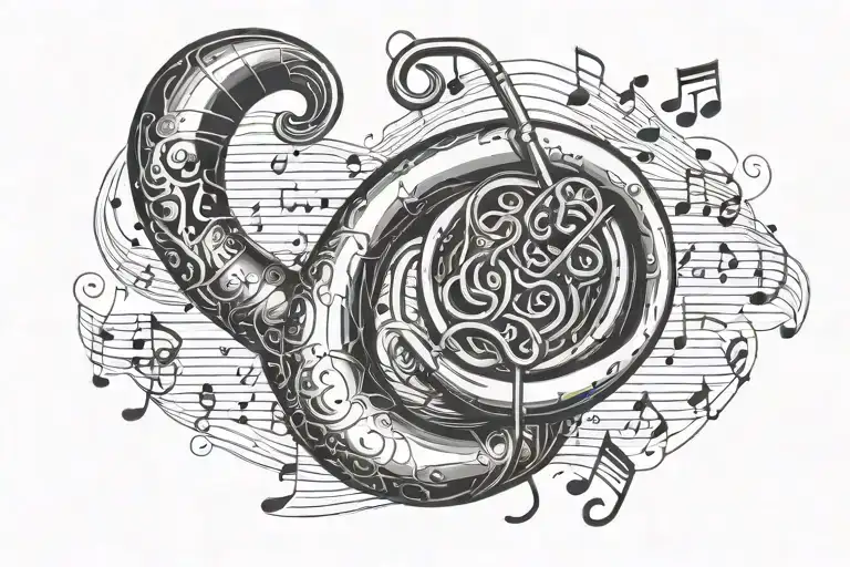 Sousaphone With Music Sheet And Notes Floating