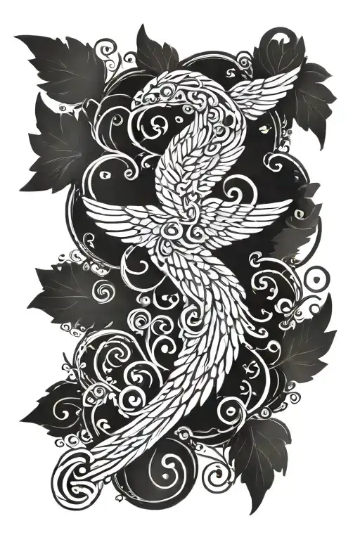 Detail Angel Wings With Swirls The Words Divinitus Protegere Vertically On Top Of The Wings